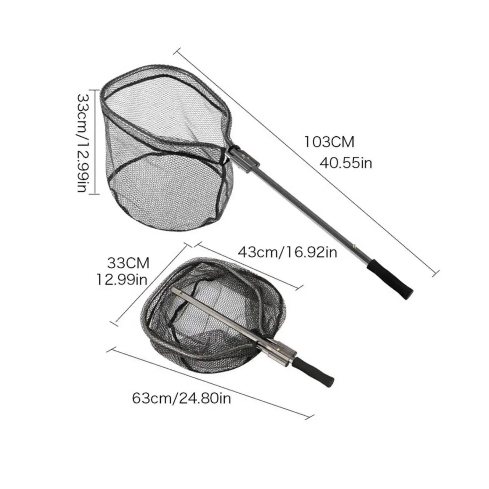 Foldable Telescopic Landing Net Rubber Mesh Ergonomic Grip Fishing Accessory for Boat and Shore Fishing - view 5