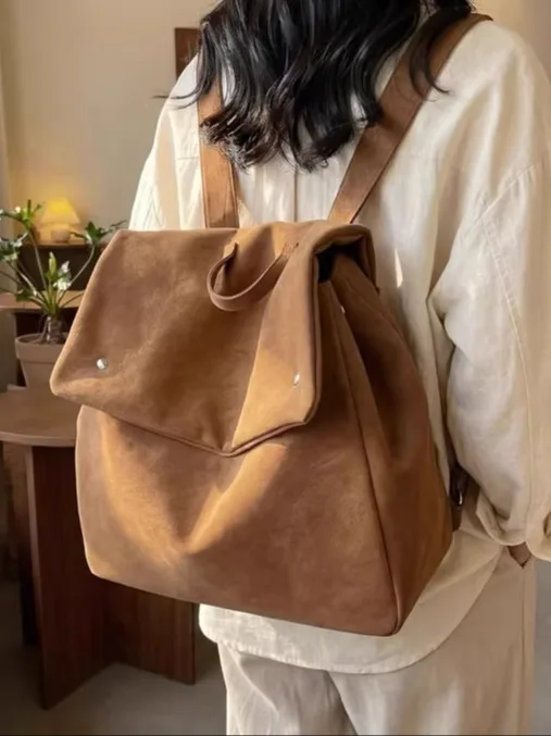 

Vintage Brown College Backpack Women's Handbag 2026 New Commuter Briefcase Large Capacity Bag Medium Waterproof Daily Use