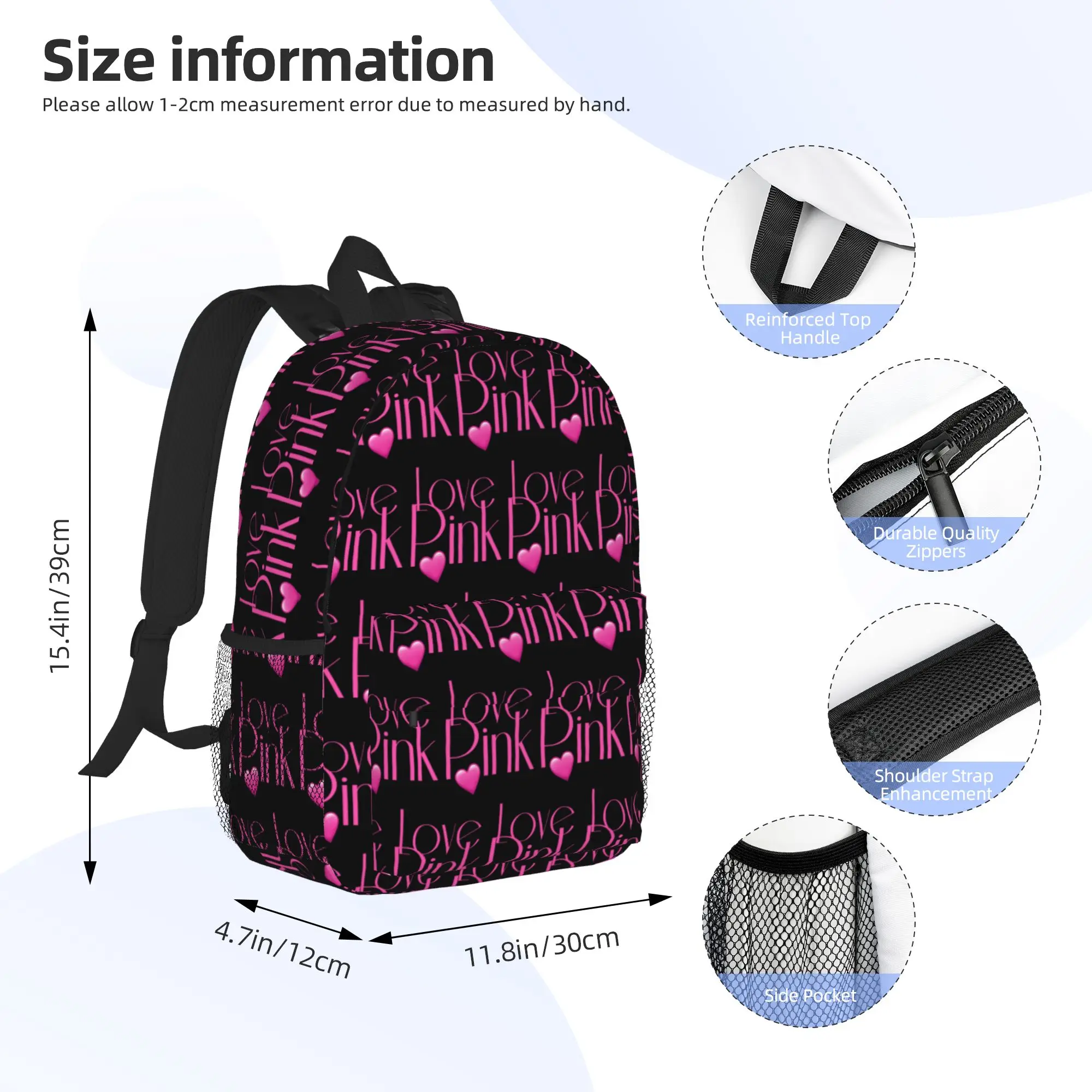 Love Pink  Backpack Hot Sale Daypack Large Capacity Boys Girls BookBag Shoulder Bags for Men Women School Bag