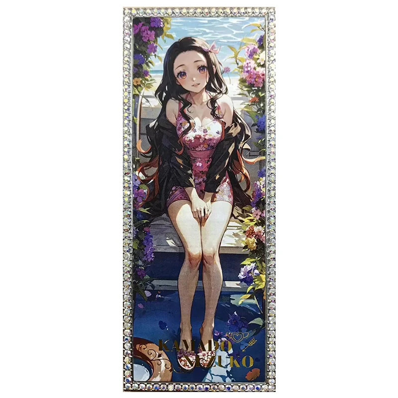 Anime Demon Slayer Rare Diamond Ticket Stub Collectible Card Kanroji Mitsuri Kochou Shinobu Nezuko Toys for boy Birthday Present