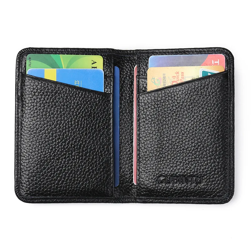 Slim Genuine Leather Men Credit Card Holder RFID Blocking Card Protection ID Card Case Small Wallet For Male Black Coffee