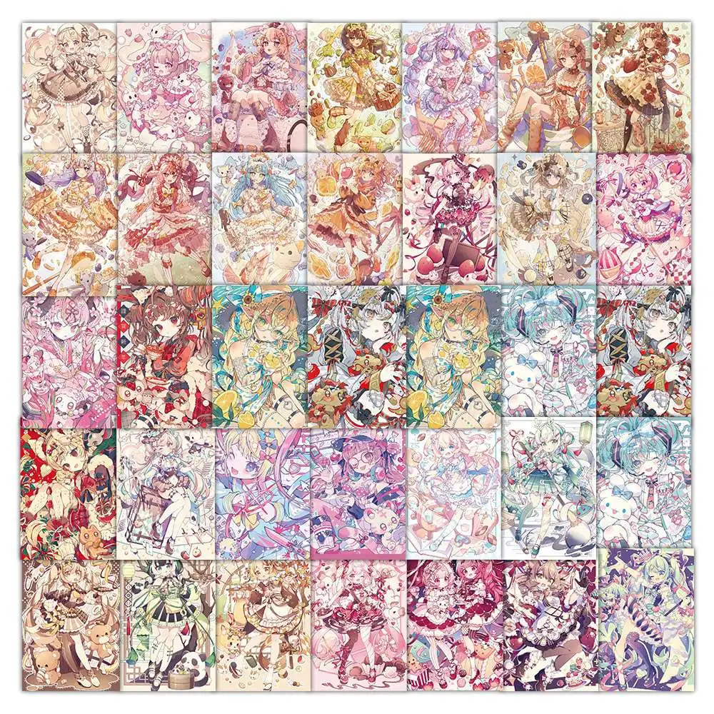 50pcs/60pcs Sweet Girl Mini Poster Stickers Bag Cute Fresh Cartoon Decoration Desktop Handbook Stickers