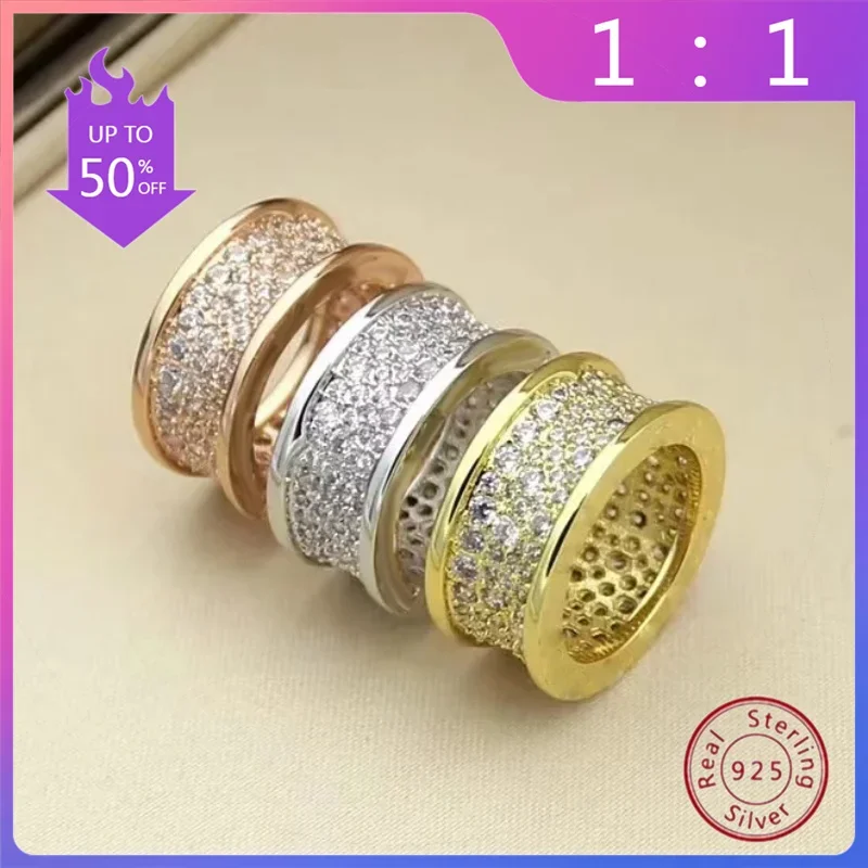 1.1 European and American Trends Diamond-encrusted 925 Silver Classic Ring Female Luxury Jewelry Exquisite Personalized Gifts