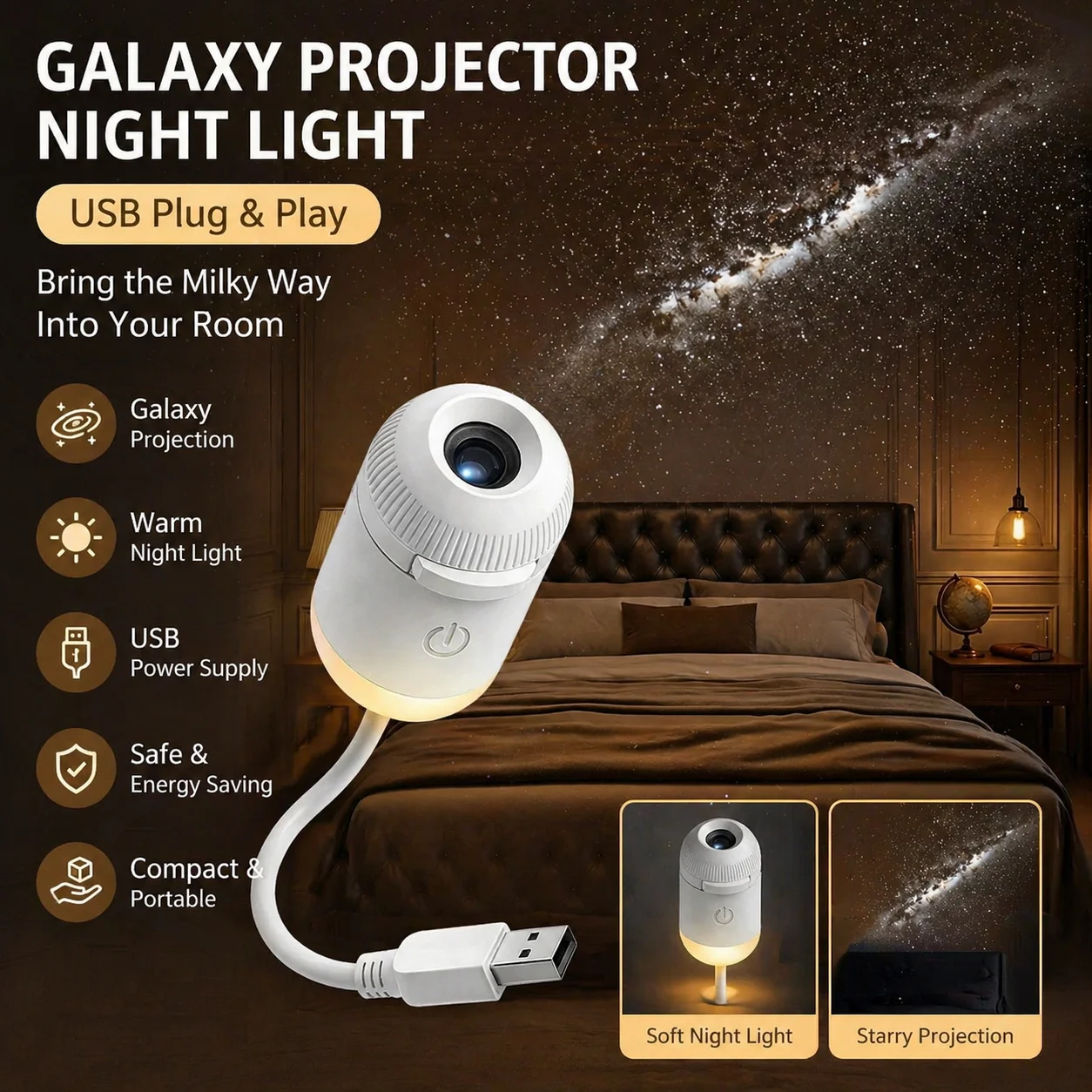WACUAAO Proyector Planetario Galaxy 10 en 1 360 °   Luz Nocturna Flexible con Diseño de Corazón, Luna, Saturno y Signos Zodiacales, Decoración Estética para Dormitorio, Regalo