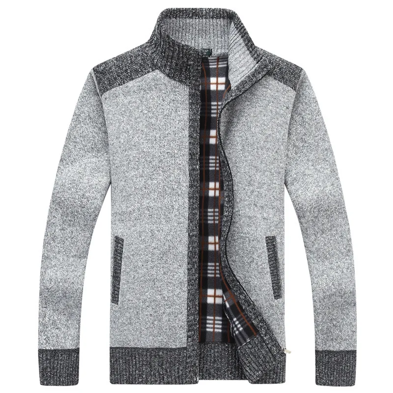 Jaqueta de malha cardigan masculina solta, gola, camisola de lã