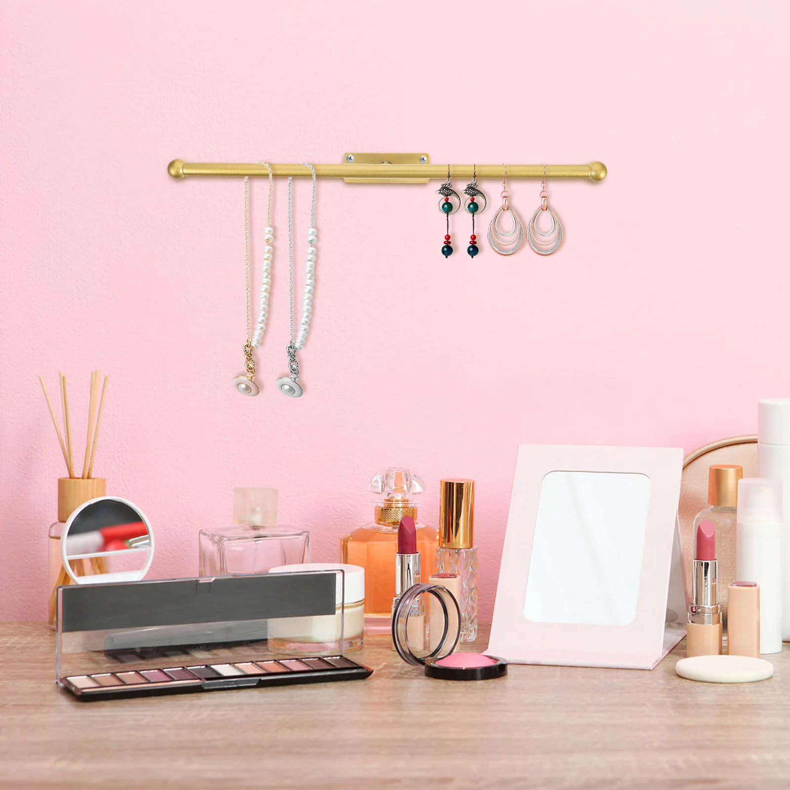 

1pcs Necklace Organizer Wall Mount Iron Jewelry Rack Multifunctional Storage Holder For Necklaces Bracelets Rings Headbands