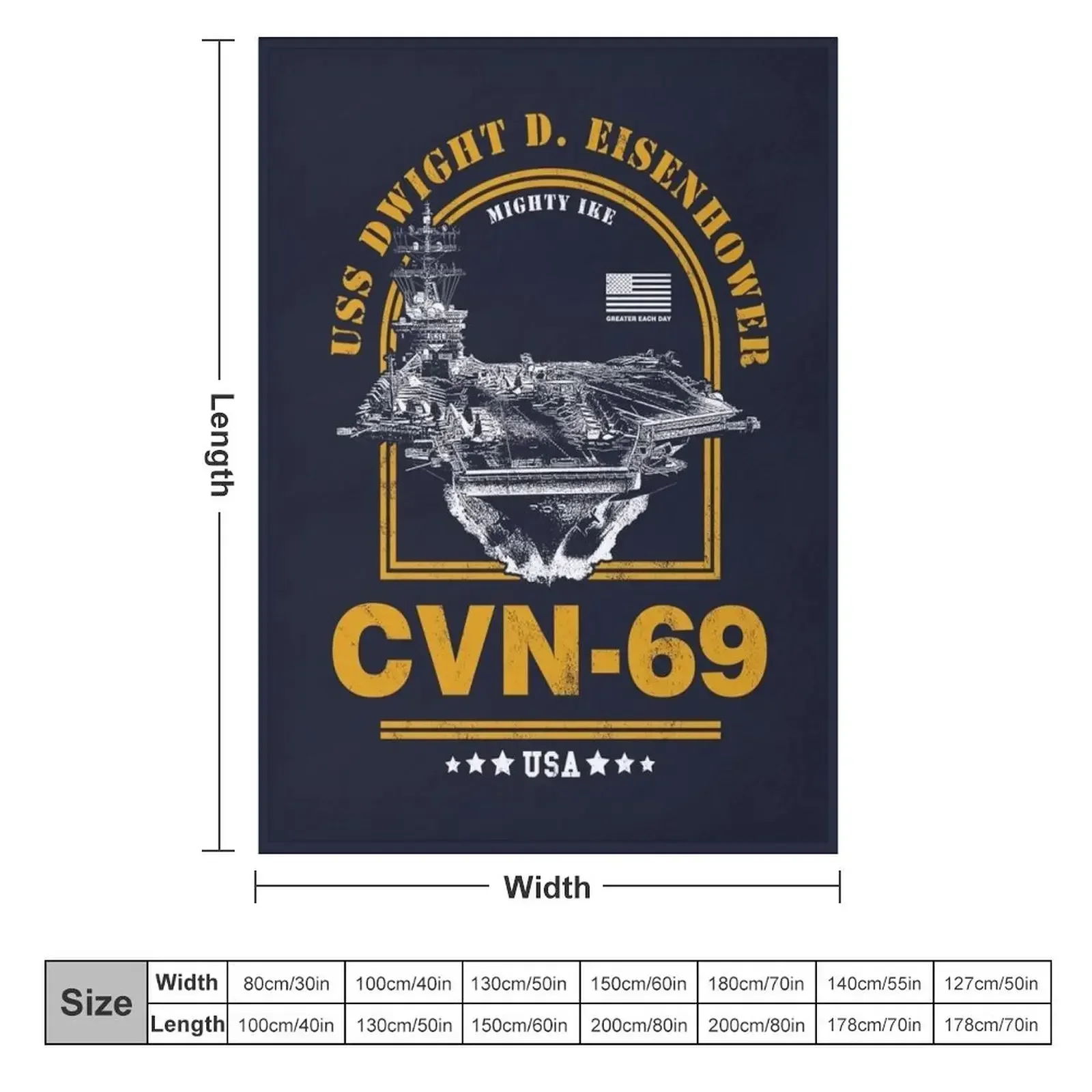 CVN-69 USS Dwight D. Eisenhower Throw Blanket Bed linens Beach Blankets