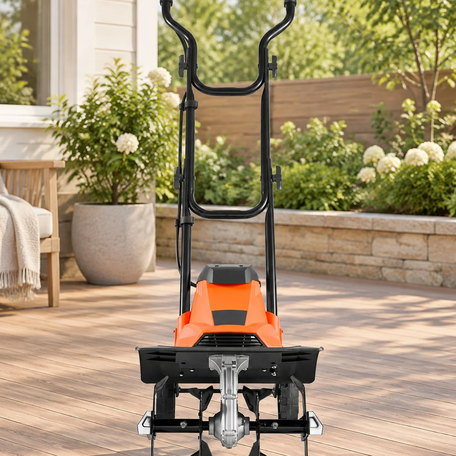 Corded Electric Tiller, 14 Inch Tilling Width Garden Rototiller, 10-Amp Motor Heavy-Duty Machine, Cultivator with Steel Tines