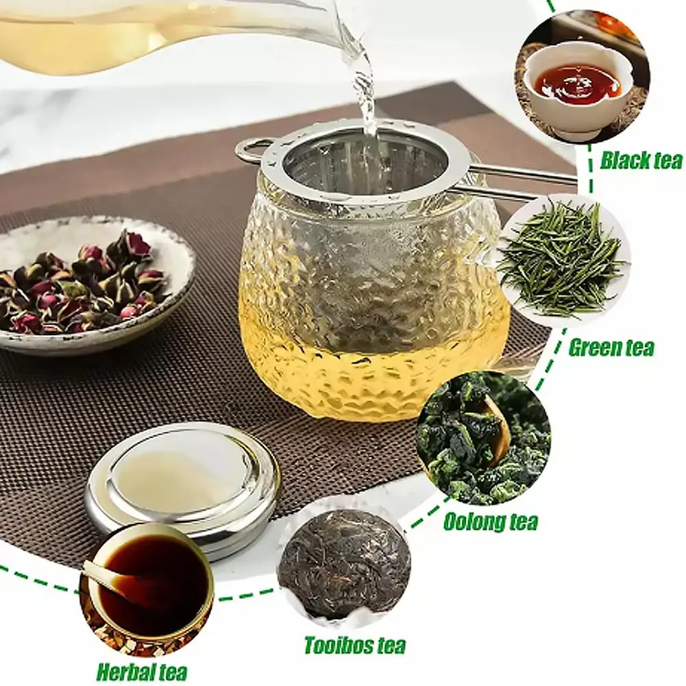 Tea Infuser Fine Mesh Coffee Filter Double Handle Tea Strainer with Lid Leakproof Hanging Cup Tea Maker Mug view 3