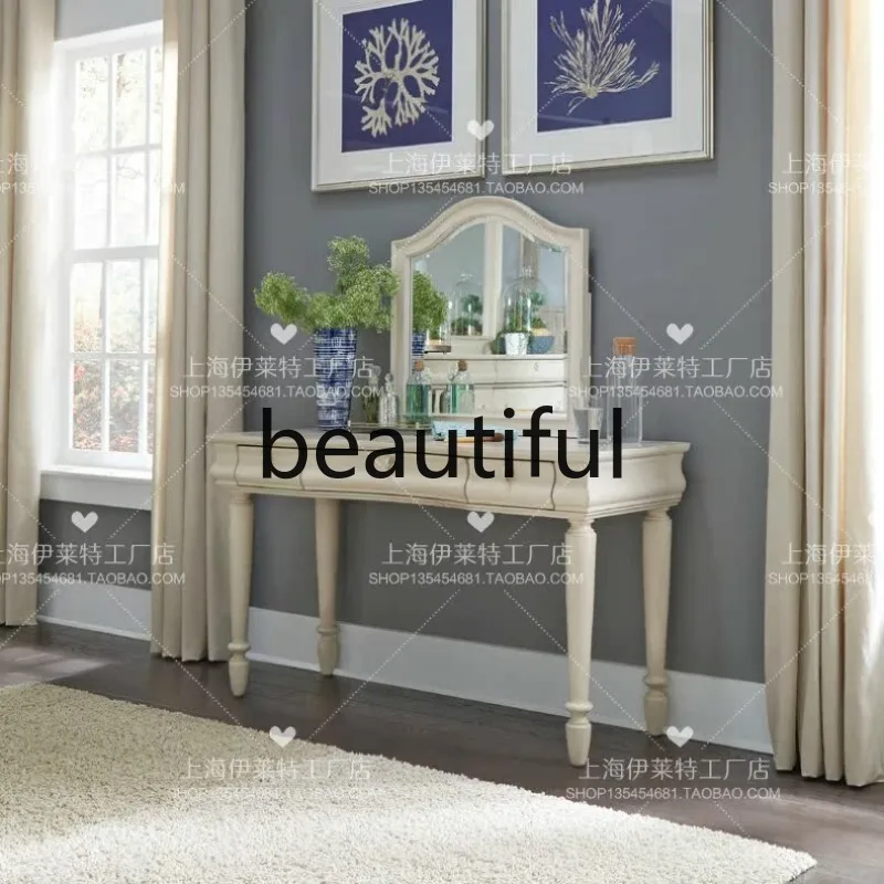 American dressing table, bedroom simple solid wood dressing table, white small apartment dressing table, European style