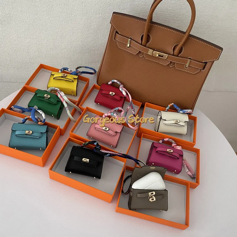 Long Style Mini Kely Defective Bag Pendant Cute Earphone mini Premium Leather Creative Car Key Chain Pendant Wholesale Price