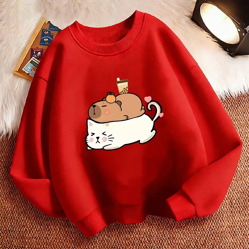 Unisex hoodies featuring cute cat and capybara designs, perfect for a casual look. A great Christmas gift for kids.
