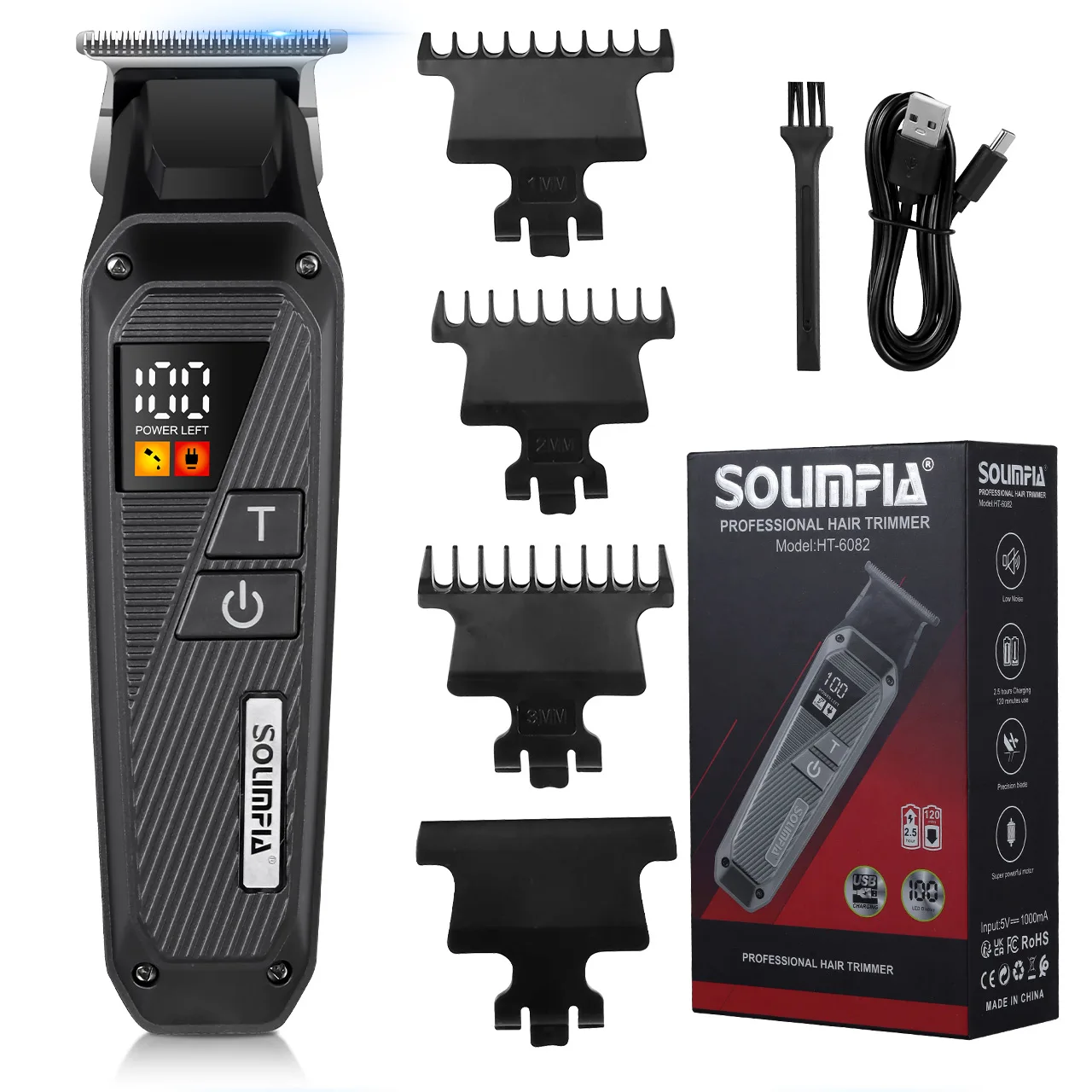 

Solimpia Professional Hair Clipper Set for Salon with LCD Display Grooming Oil Head Scissors