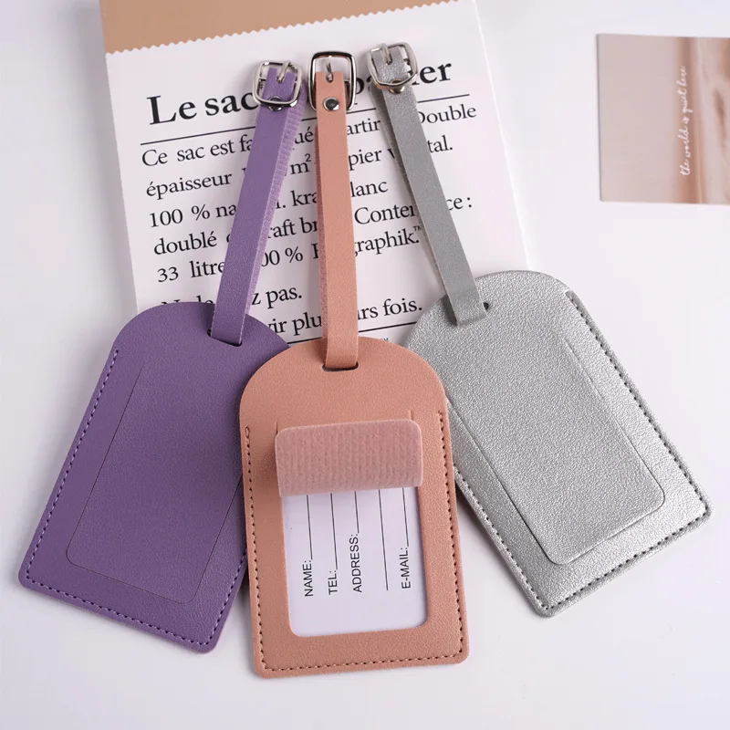 Fashion Leather Luggage Tag Suitcase Baggage Name ID Label Travel Accessories for Women Men Business Trip Gift Multicolor ﻿