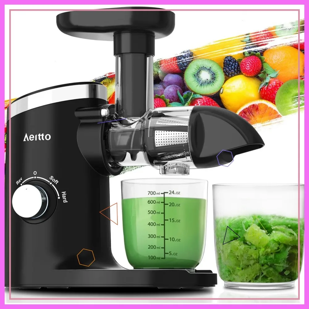 

Classic Horizontal Cold Press Juicer, Slow Masticating with Quiet Motor, High Juice Yield, Easy to Clean for Fruits & Vegetables