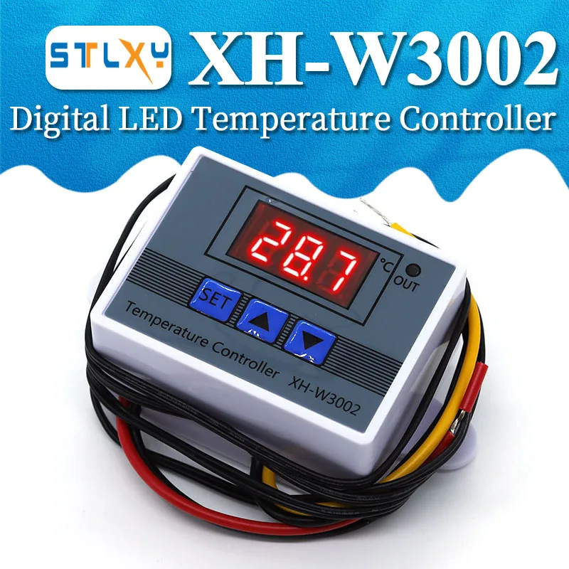 Controlador de temperatura LED Digital, XH-W3002, 220V /12V, 10A, interruptor de Control de termostato, sonda con sensor impermeable, W3002