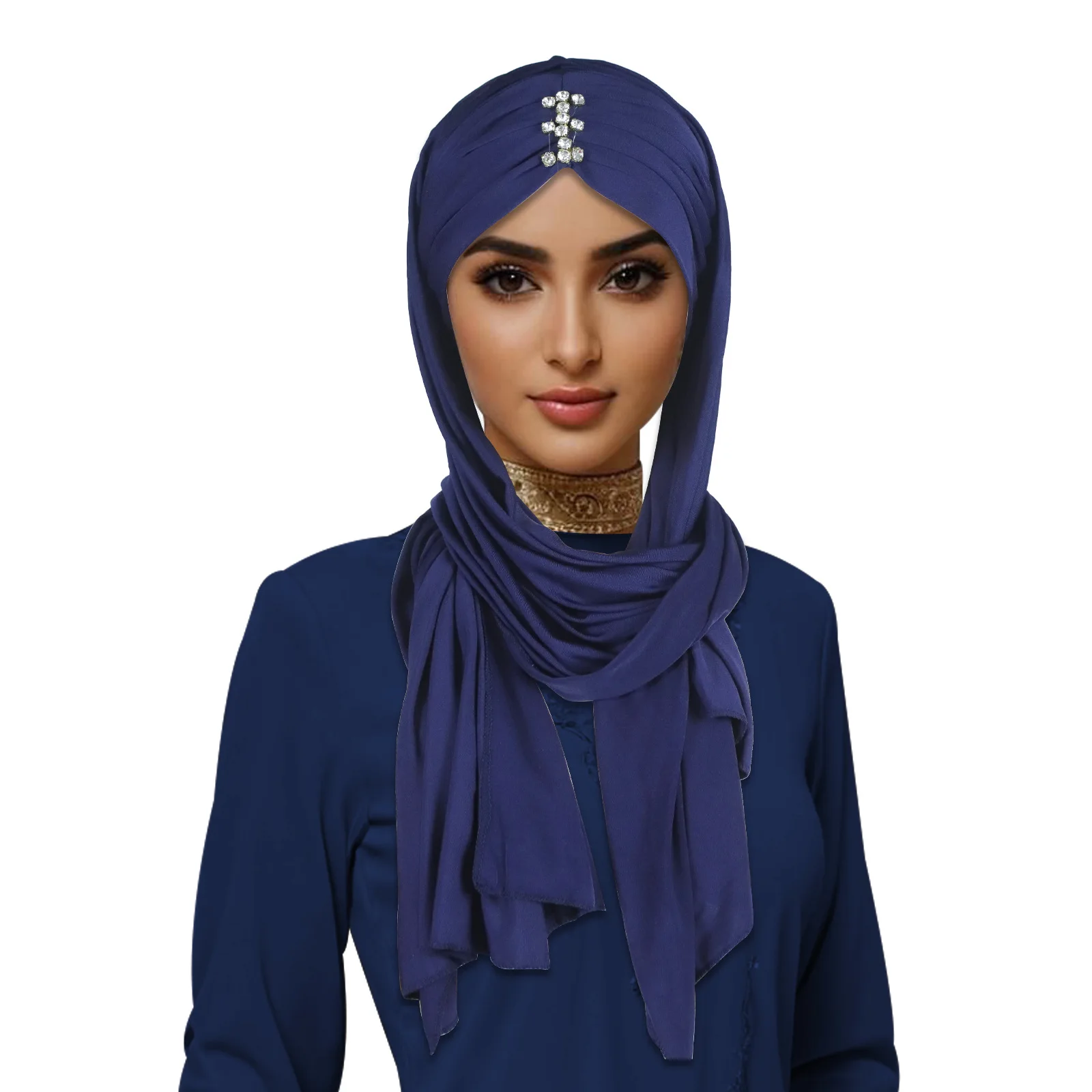 

Модальный трикотажный шарф с бриллиантами, хиджаб, мгновенный тюрбан, платок, женский мусульманский платок на голову, шали, исламские банданы, повязка на голову, Turbante Mujer