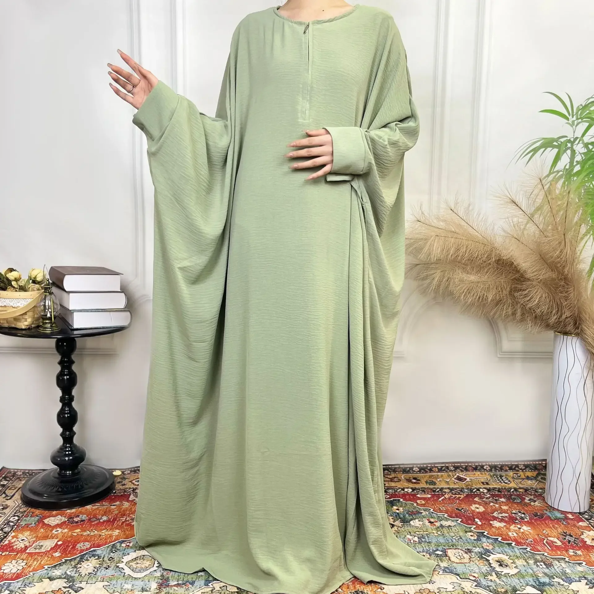 Eid 무슬림 아바야 여성용 드레스, 지퍼, 자랄라비야 라마단, 두바이 아바야스, 이슬람 겸손, 아랍 롱 로브, 모로코 카프탄 