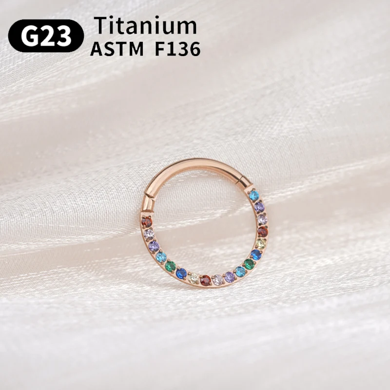 1/10 Stück G23 Titan Nasenring für Frauen Kleines Nasenseptum Knorpel Hoop Ohrring Piercing 16 Gramm vorne eingelegtes CZ-Scharnier – Detail 9