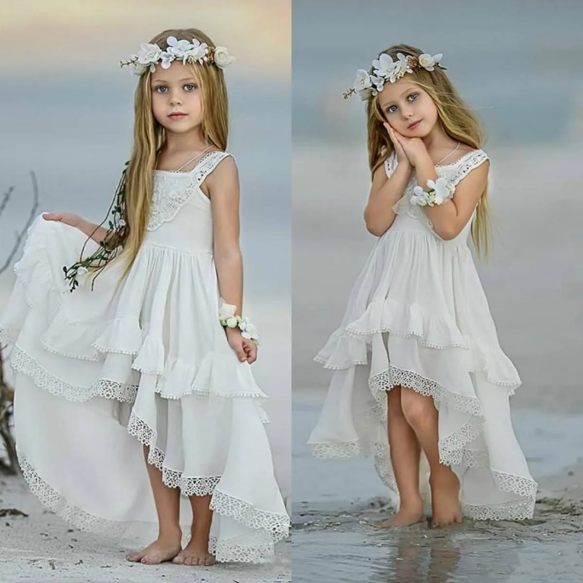 Vestidos de flores para niña, ropa Formal, esponjosa, sin mangas, hasta el suelo, primera comunión, Piano, eventos