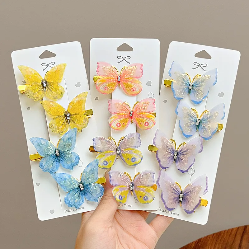 Children\'s Cute Butterfly Hairpins Sweet Colorful Hair Clips Headwear Korean Rhinestone Barrettes for Baby Girl Hair Accessories