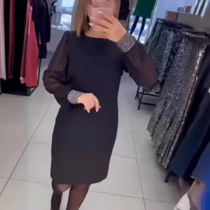 

New Style Sequin Sleeve Fashion Black Dress