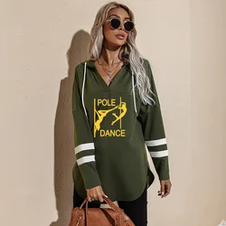 Mulheres com capuz gráfico pólo de dança, capuz casual engraçado, moletom manga comprida, roupas soltas de inverno, blusa Harajuku