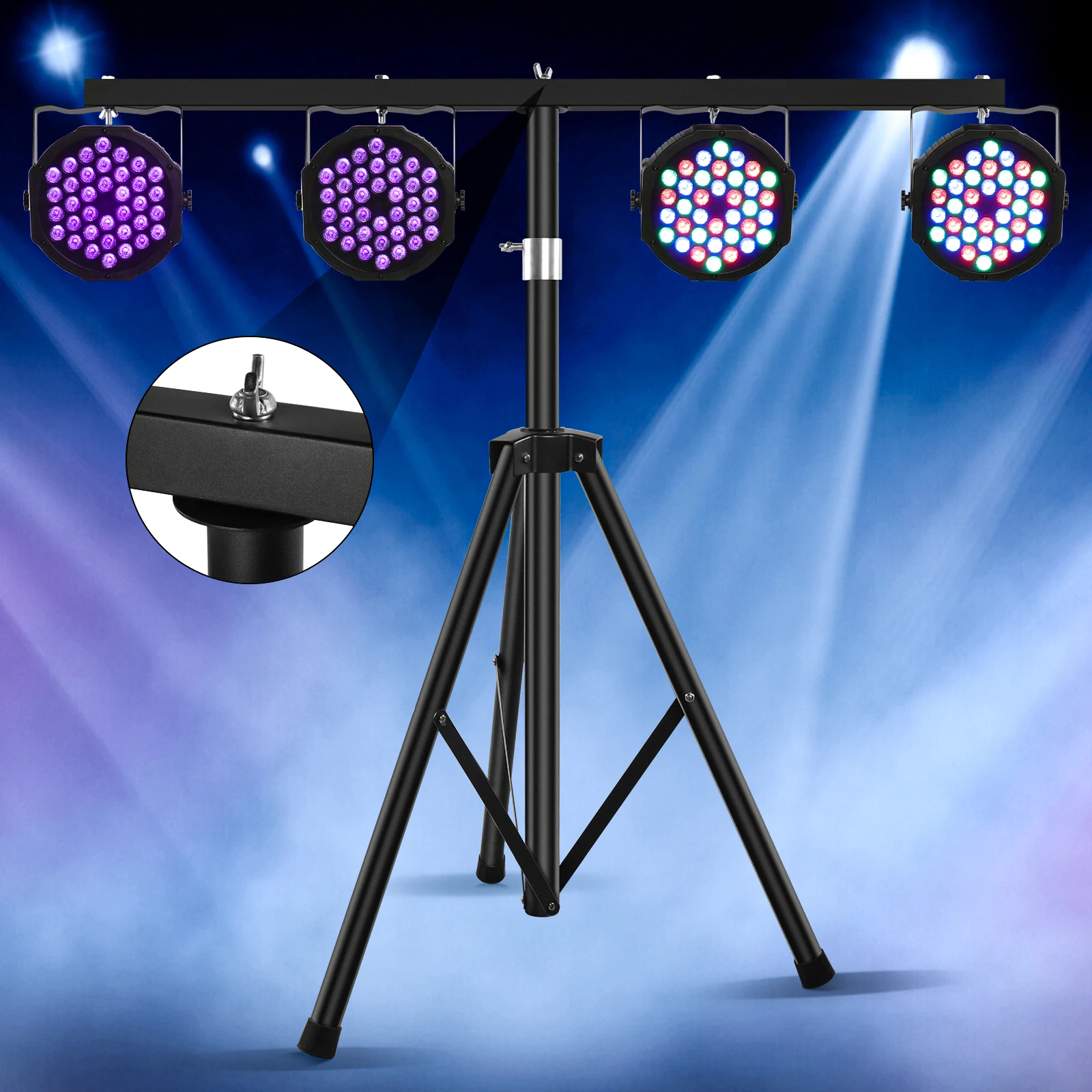 Yiflamefly Tripod DJ Light Stand Stage Lights Stand Adjustable 39-75 Inch DJ Lighting Tripod Mount for Wedding Concert Party