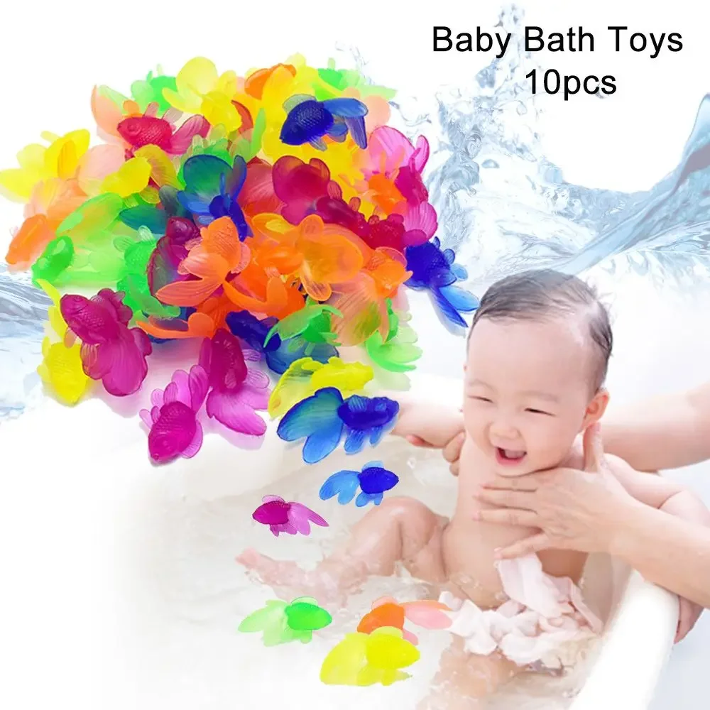 10 Uds. Ducha de baño, pez dorado, juego de playa, juguetes de baño para bebé, herramienta de baño para niños pequeños, juguete de juego de agua para niños