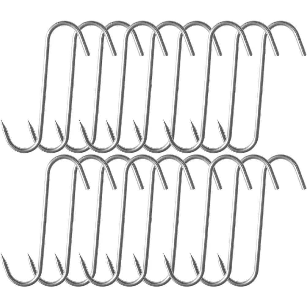 20 Pcs S-shaped Hooks Bacon up Pork Stainless Steel Meat Processing Equipment Roast Hanging