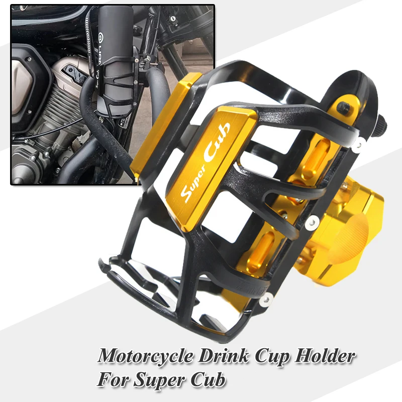Motorcycle Water Bottle Holder For Honda Super CUB C70 90 110 C125 Coffee Beverage Tea Cup Support Modification Accessories