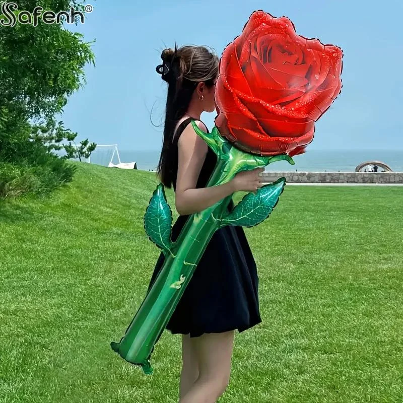 Large Red Rose Balloons Rose Flower Shape Foil Balloons For Mother's Day Valentine's Day Anniversaries,Party Gift Decorations