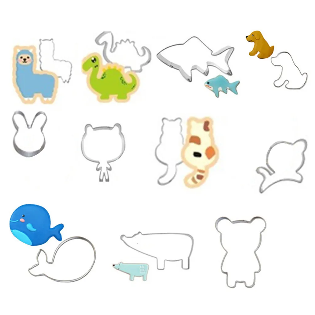 Stainless Steel Cookie Mold Set Cartoon Animal Shapes Non-Stick Heat Resistant Oven Microwave Freezer Safe DIY Baking Chocolate
