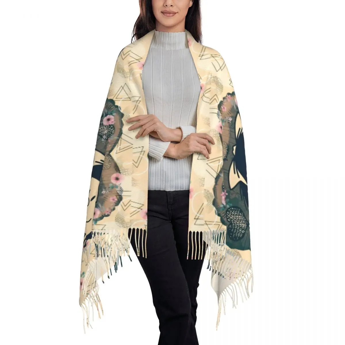 Mafalda Comic Scarf with Tassel Custom Printed Keep Warm Shawl Wraps Men Women Design Large Scarves Winter Luxury Bufanda Mujer