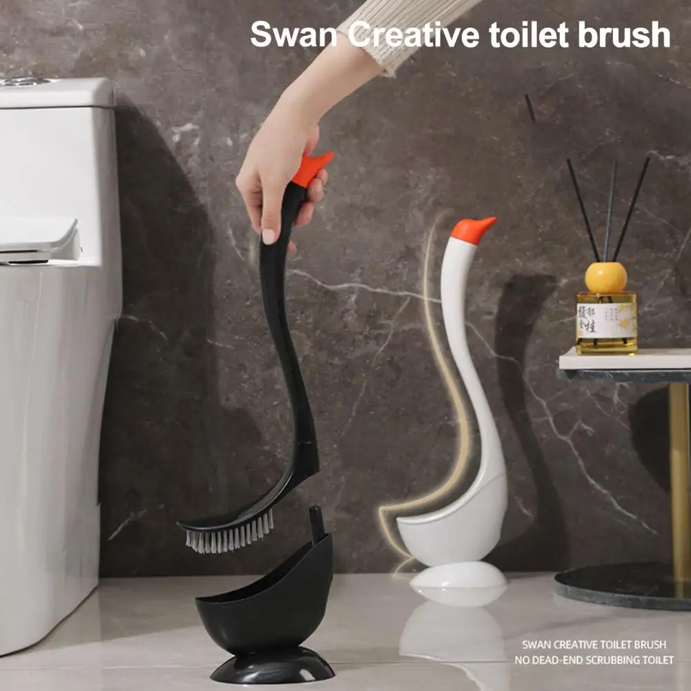 Toilet Brush Set with Ventilated Base Swan Shape Cleaning Brush for Powerful Scrubbing Bathroom Scrubber Cleaning Tool