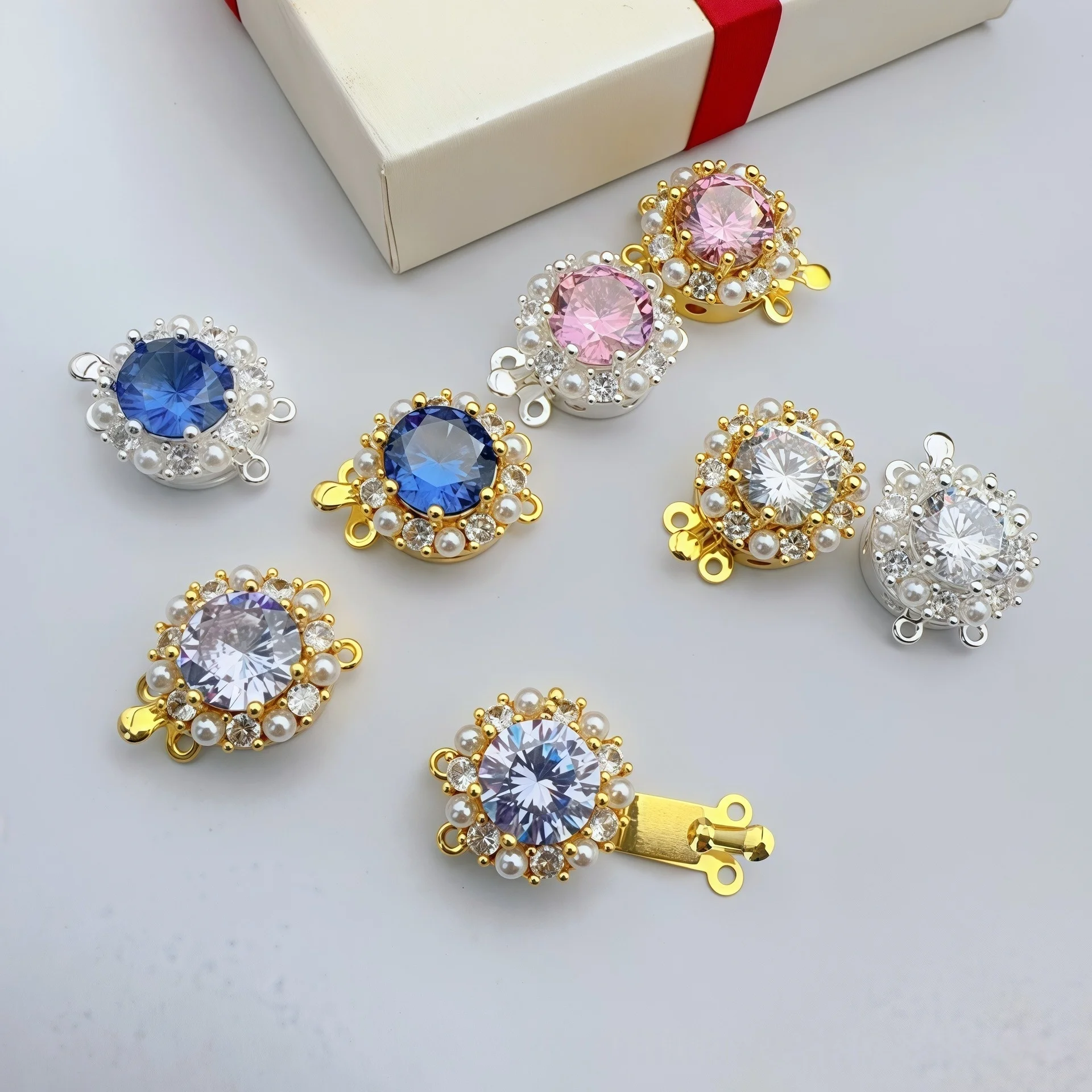 

1 шт. циркониево-инкрустированный круглый простой двухрядный коннектор для браслетов/ожерелий с жемчугом, фурнитура для изготовления ювелирных изделий своими руками