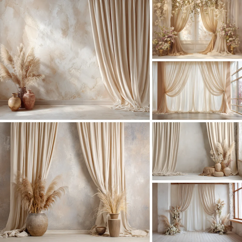Boho Floral Room Window Photography Background Adult Birthday Wedding Maternity Portrait Decor Backdrop Photo Studio Supplies