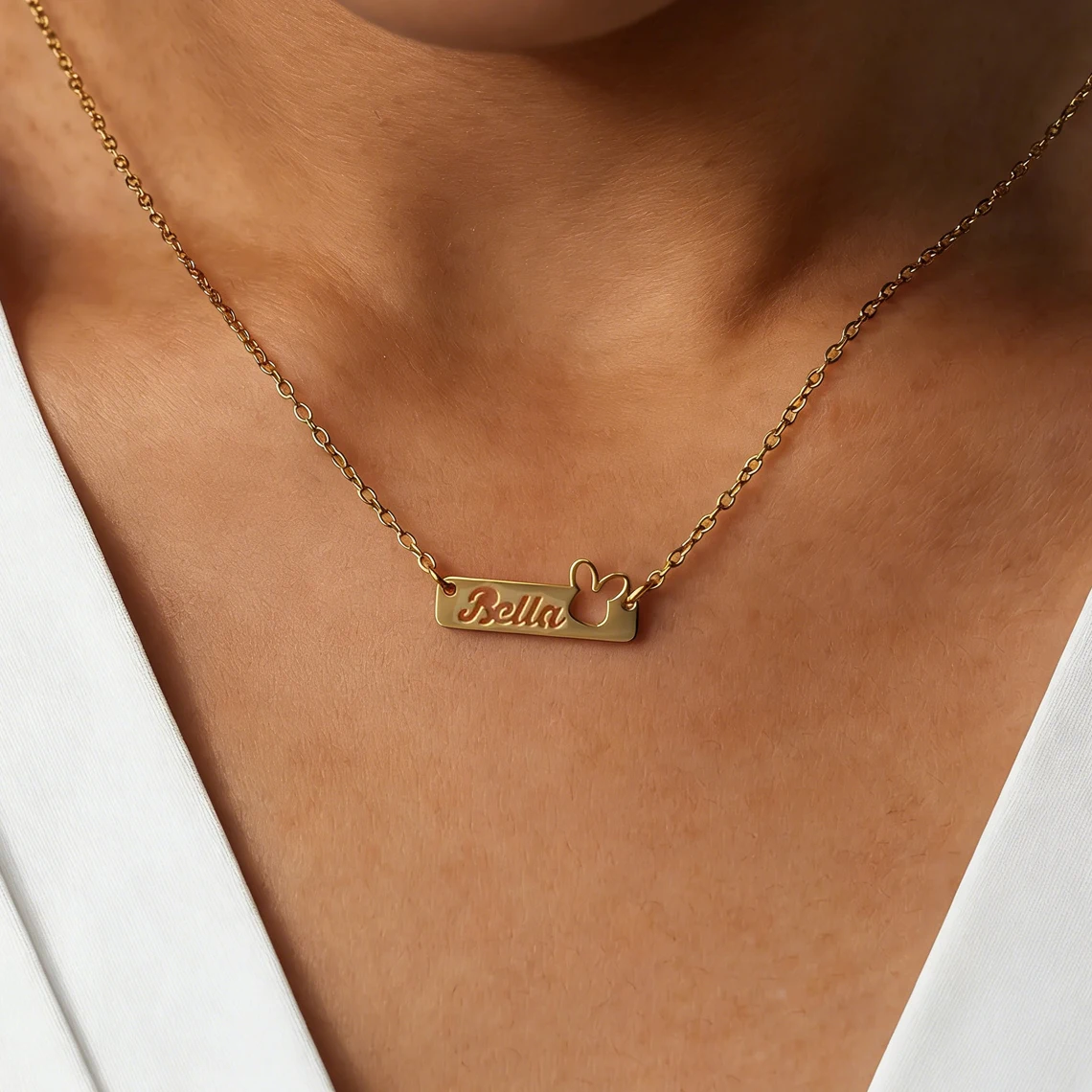 Personalized Custom Name Bunny Necklace for Women Kid Stainless Steel Customized Name Pendant Necklace Child Easter Jewelry Gift