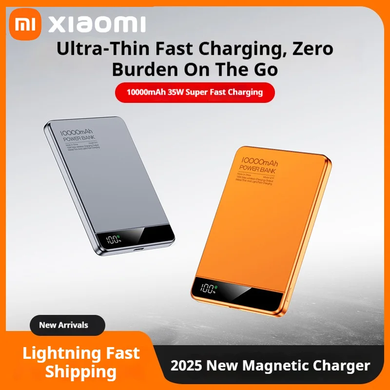 بطارية باور بانك مغناطيسية Xiaomi 10000mAh 3 في 1 QI 15 وات شحن سريع لاسلكي مع شاشة ذكية لساعة iPhone Airpods #3