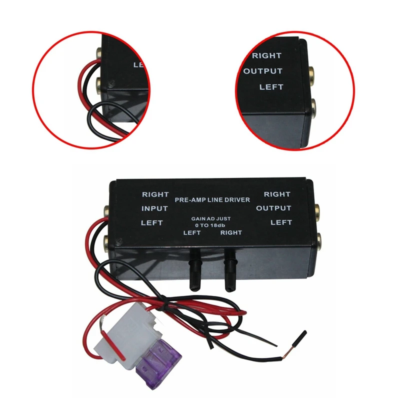 2X New Black Rca Input/Output Adjustable Pac Turbo 1 Line Driver Signal Amplifier Booster Adapter For Car Boat