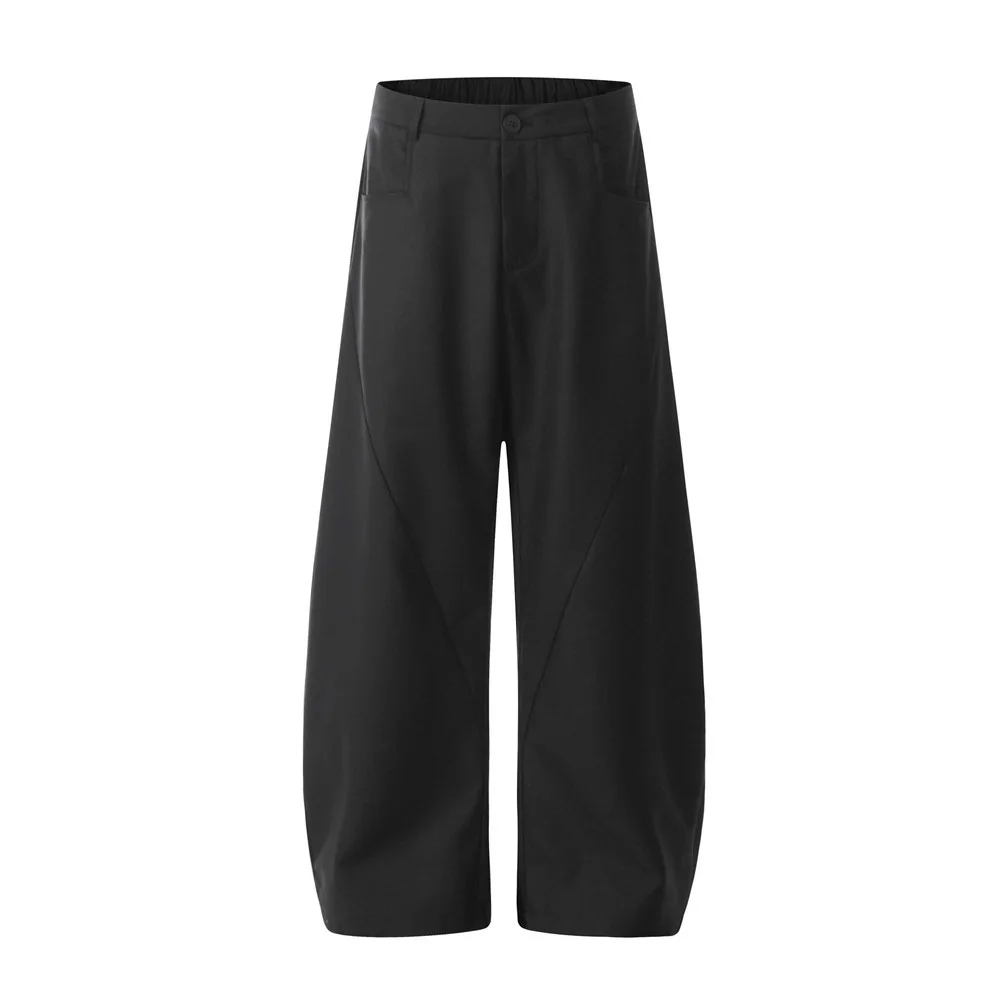 

Men’s Baggy Pants Elastic Waist Wide Leg Trousers Casual Streetwear Zipper Design Loose Pants 2026 New