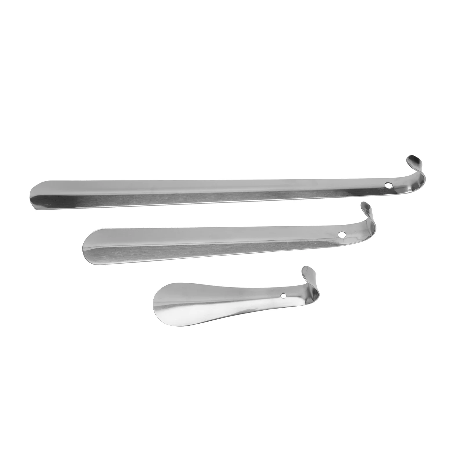 1 مجموعة الفولاذ المقاوم للصدأ القرن مجموعة مقبض طويل رافع الأحذية لكبار السن لا الانحناء مستخرج الأحذية مكافحة الصدأ المعادن لبيسة الحذاء أداة #3