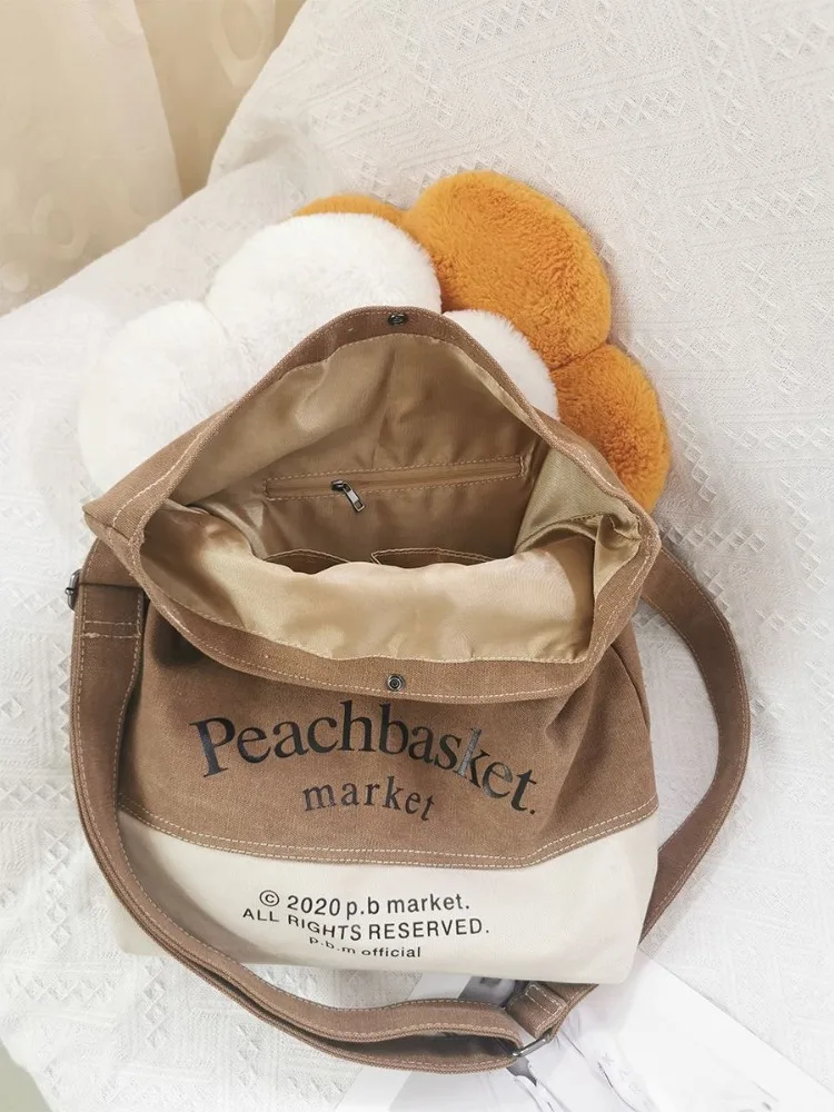 Vintage Diagonal All-match Canvas Bags Large Capacity Multi-function Shoulder Bag Female 2024 New Design Women Handbag