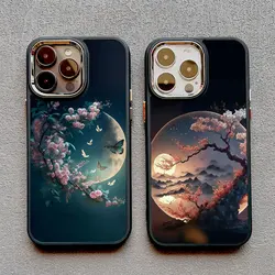 Luxury Moon On The Branch Soft Silicone Phone Cases For iphone 16 13 12 11 Pro Max 15 14 Pro Max Plus XR X XS 7 8 plus SE2 Cover