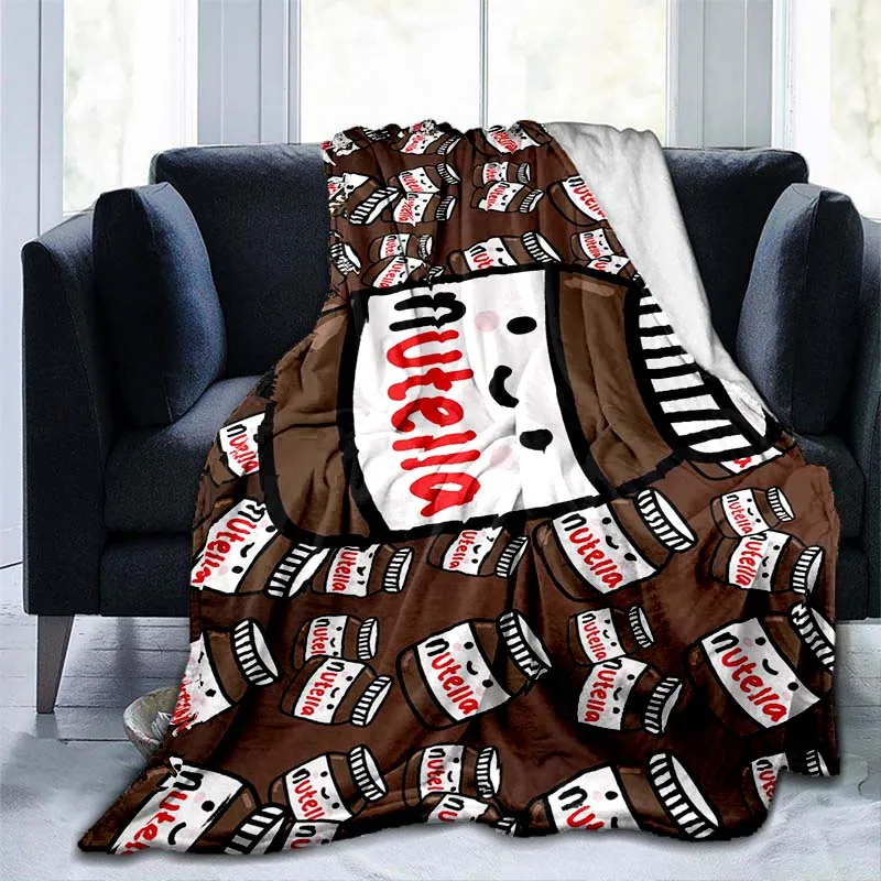 Funny Cute Foods Nutella Blanket Cartoon White Brown Plush Flannel Throw Blankets Autumn Thermal Blanket Teens Adult Blanket