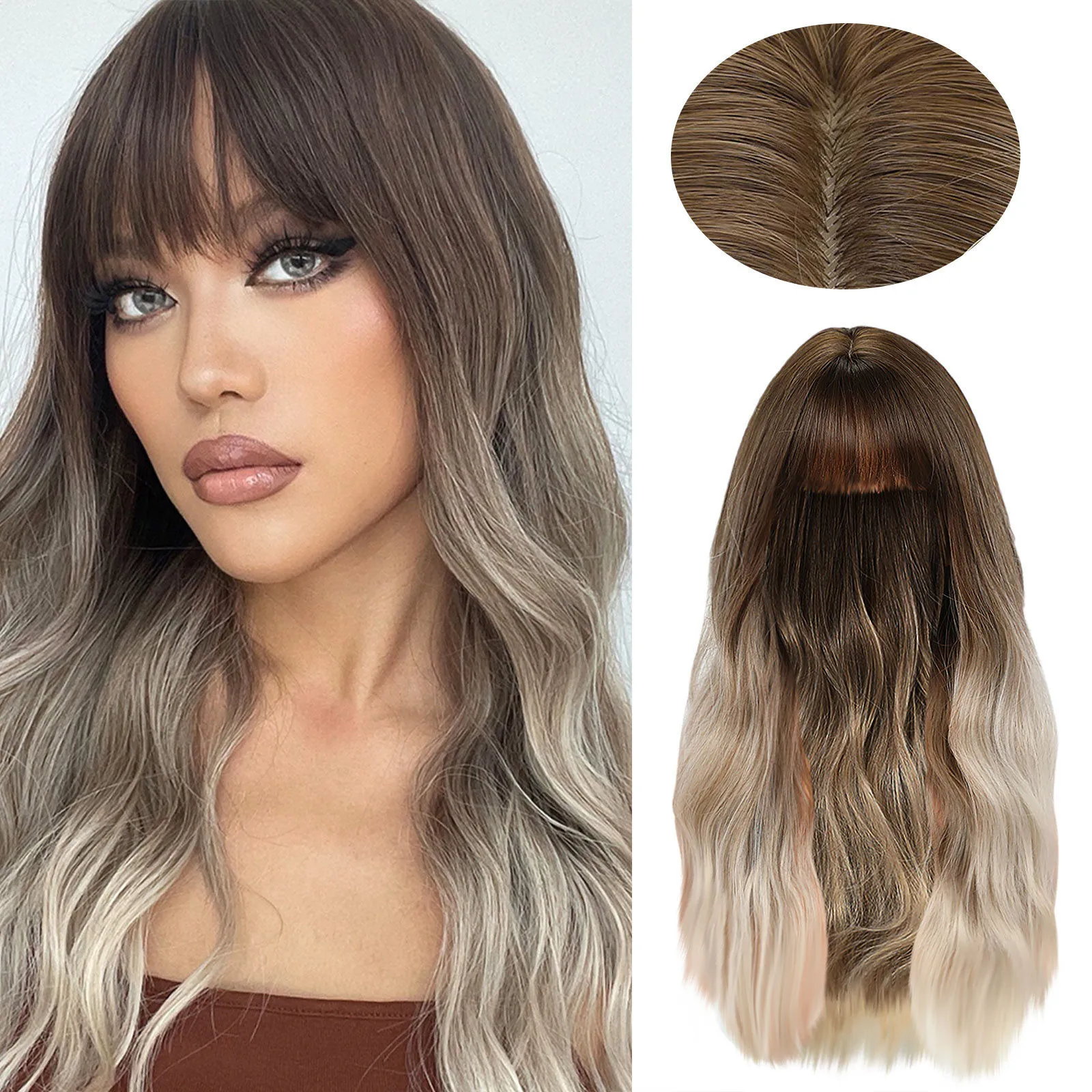 Lace Front Wigs For Women Curly Holiday Shoulder Cosplay Women\'S Bob With Bangs Hair Daily Party Wig Long Girls Hair Barrettes