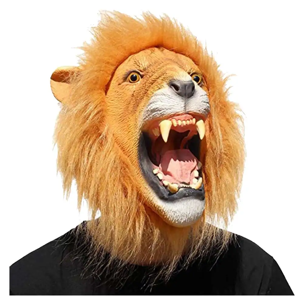 Fantasia Natur Tier Löwe Cosplay Maske Erwachsene Latex Helm Bühne Disfraz Kostüm Zubehör Männer Requisiten Halloween Karneval Party
