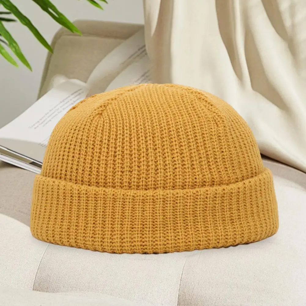 Knit Beanie Cozy Knitted Dome Hat for Winter Outdoor Activities Unisex Solid Color Ear Cap for Skiing Wear Autumn