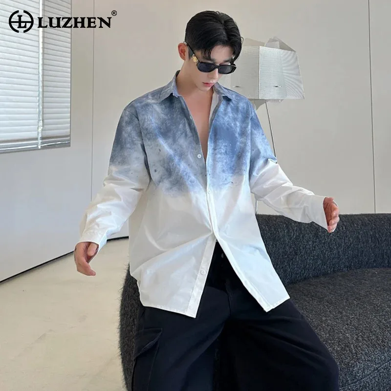 

LUZHEN Gradient Tie-dyed Design Long Sleeve Shirts Men's Autumn 2025 New Original High Quality Elegant Loose Casual Tops JY4244