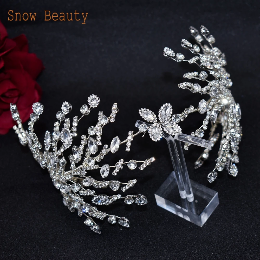 DZ014 diadema nupcial hecha a mano, accesorios para el cabello de boda, joyería de cristal, adornos para el cabello de novia, tocado de novia de diamantes de imitación